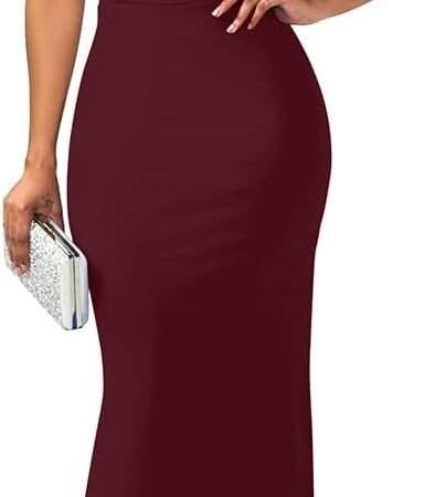 Women's Elegant  Off Shoulder Bodycon Long Formal Party Evening Dress Winered