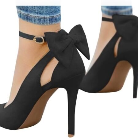 Women's High Heels Bow Tie Back Sexy Stiletto Ankle Strap Wedding Dress Pumps Shoes