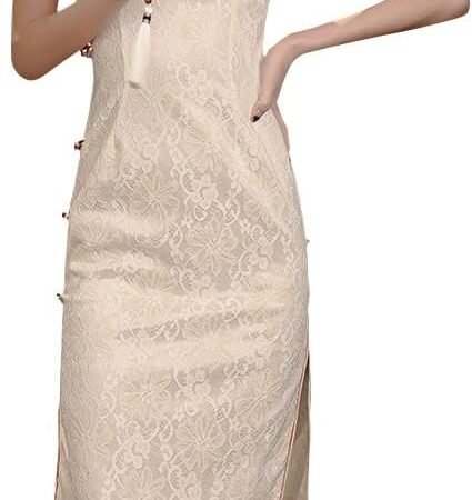 Deluxe Maxi Cheongsam Cap Sleeve Manarin Collar Slim Fit Side Slit Chinese Qipao Dress Evening Party Formal Wear