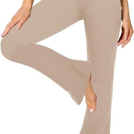 Black  Yoga Pants for Women with Pockets, Crossover Soft Bootcut Leggings