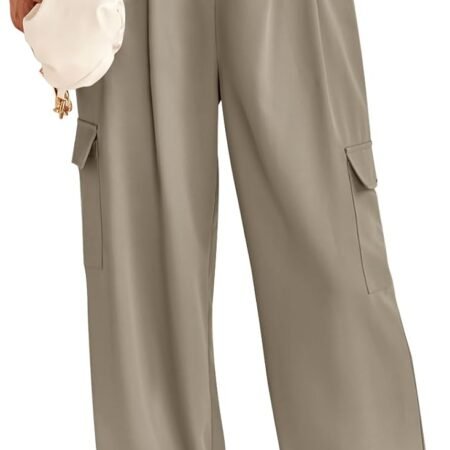 Wide Leg Cargo Dress Pants Women's Casual Pants with 4 Pockets