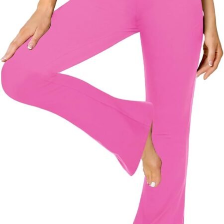 Black  Yoga Pants for Women with Pockets, Crossover Soft Bootcut Leggings