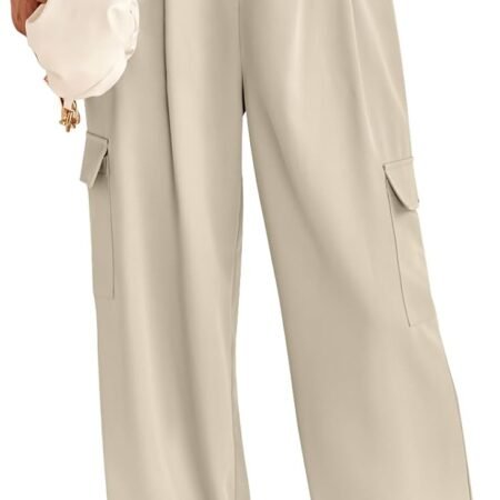 Wide Leg Cargo Dress Pants Women's Casual Pants with 4 Pockets