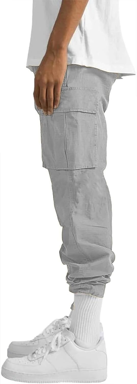 Mens Cargo Pants Casual Hiking Pants Joggers Athletic Pants Cotton Loose Straight Sweatpants for Men - Image 2
