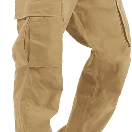 Mens Casual Joggers Pants Hiking Drawstring Chino Cargo Pants Straight Leg Pants
