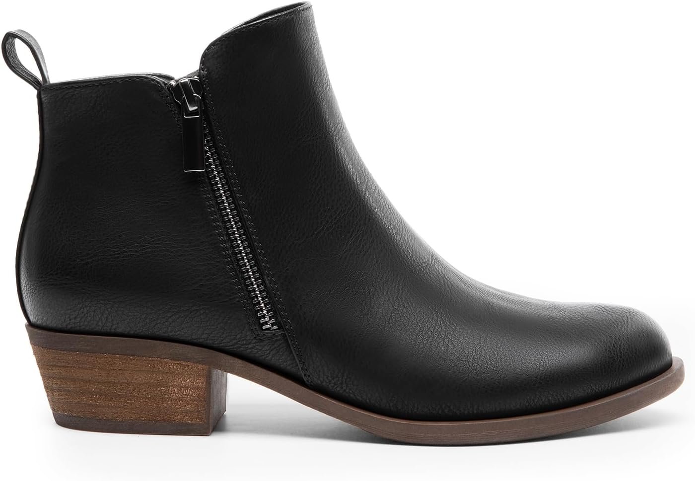 Women's Ankle Boots Classic Low Chunky Heel Side Zipper Booties Shoes - Image 2