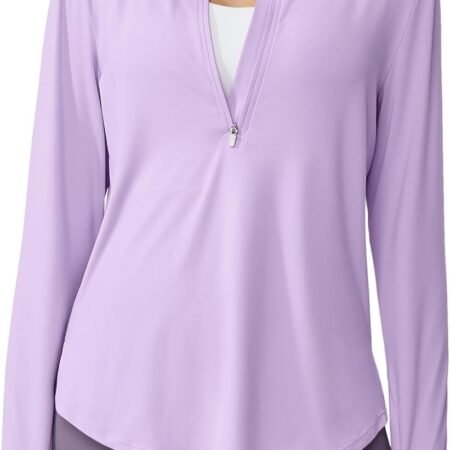 Womens UPF 50+ Sun Shirts Lightweight Golf Shirts Quick Dry Half Zip Workout Tops Running Hiking