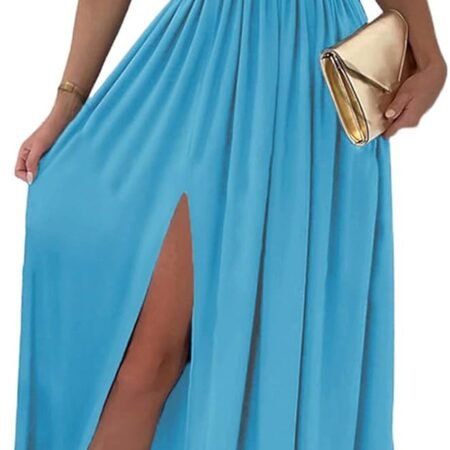 Women's 2025 Formal Dresses Wrap V-Neck Ruched Sexy Bridesmaid Wedding Guest Maxi Dresses