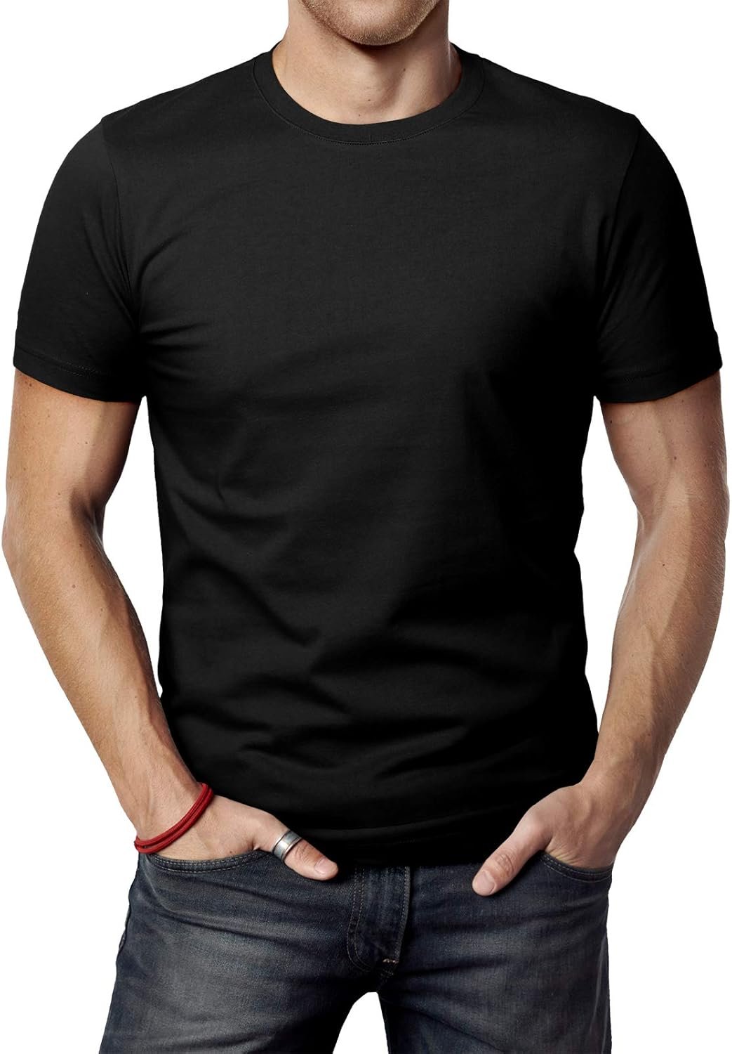 Mens Casual Slim Fit Short T-Shirts Soft Lightweight V-Neck/Crew-Neck Size XS to 3XL