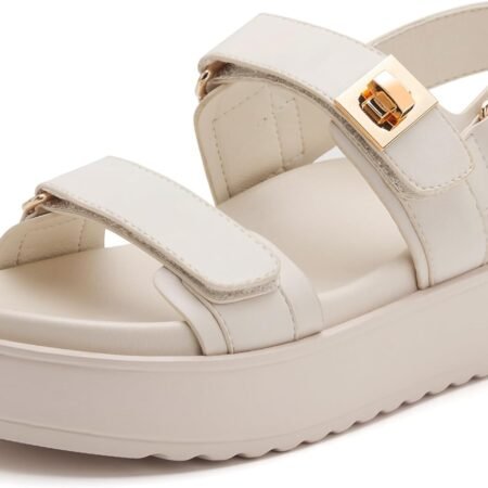 Women’s Flat Sandals with Soft Cushioned Footbed Open Toe Slides Adjustable Slip On Slippers for Summer