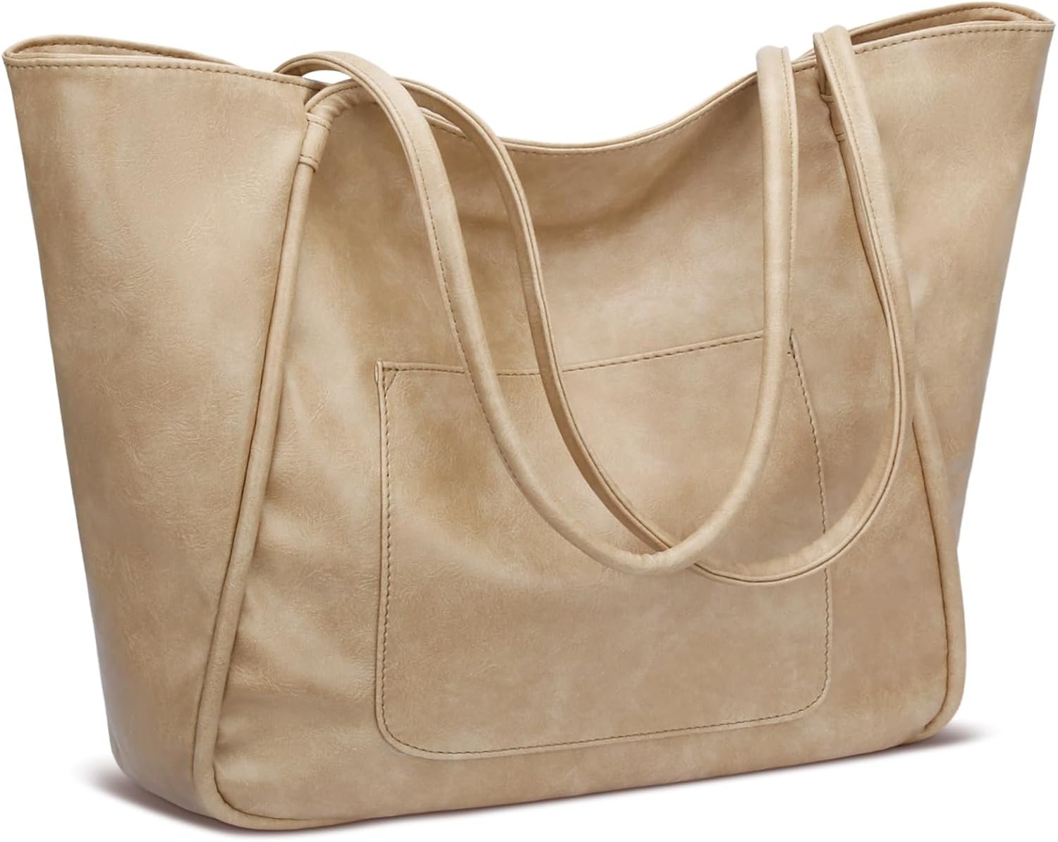 Large Tote Bag for Women with Zipper Work Leather Travel Purse and Handbags