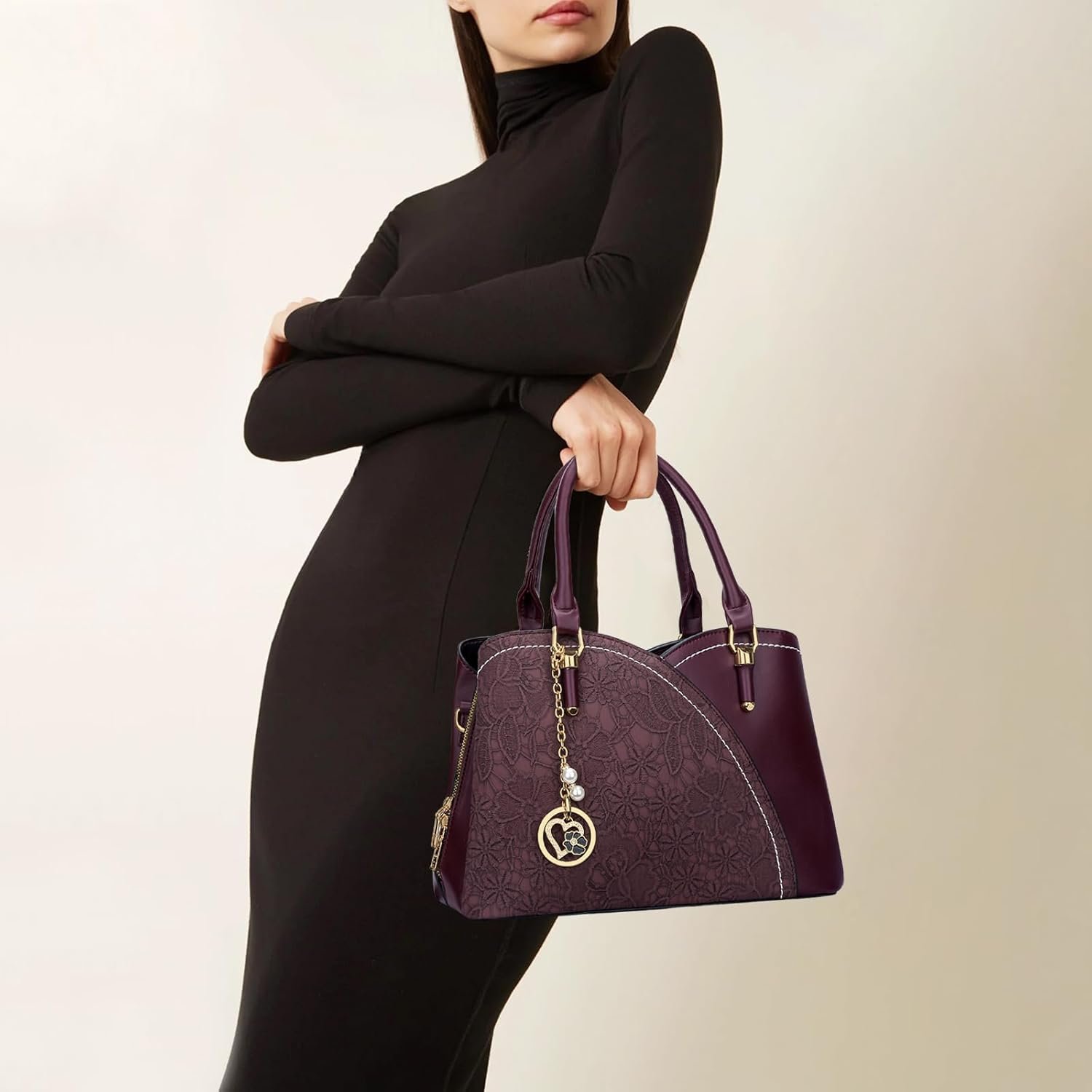 Triple Compartments Purses and Handbags for Women Fashion Ladies Satchel Shoulder Top Handle Bag - Image 2