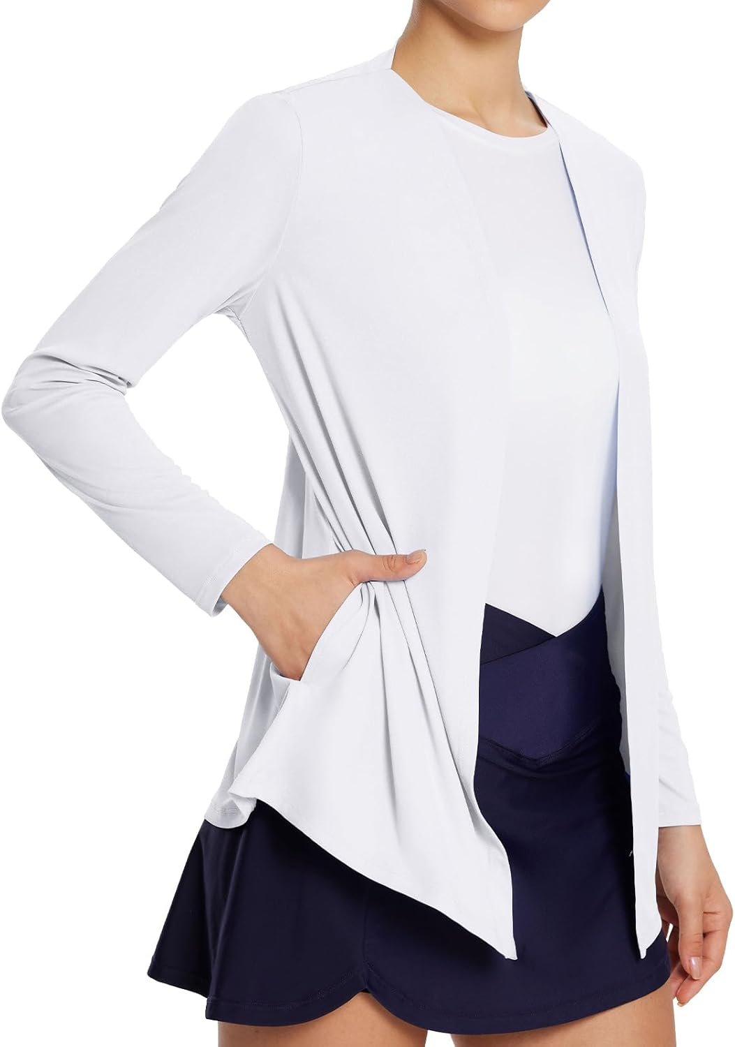 Women's Lightweight Cardigan with Pockets Long Sleeve Shirts Open Front Casual Loose Jackets Soft Drape