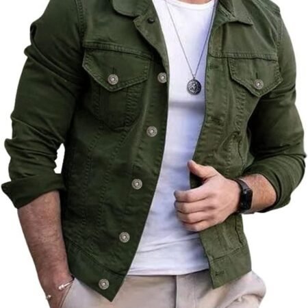 Men's Denim Jacket Casual Regular Fit Button Down Long  Jean Trucker Jacket