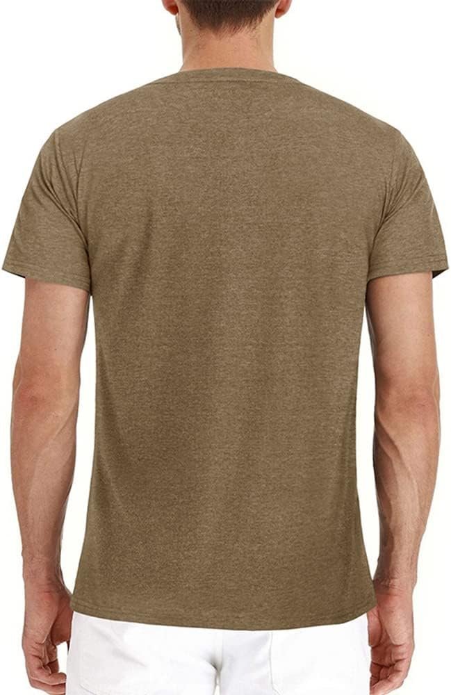 Mens Casual Short Henley Shirts Fashion Button T Shirts with Pocket - Image 2