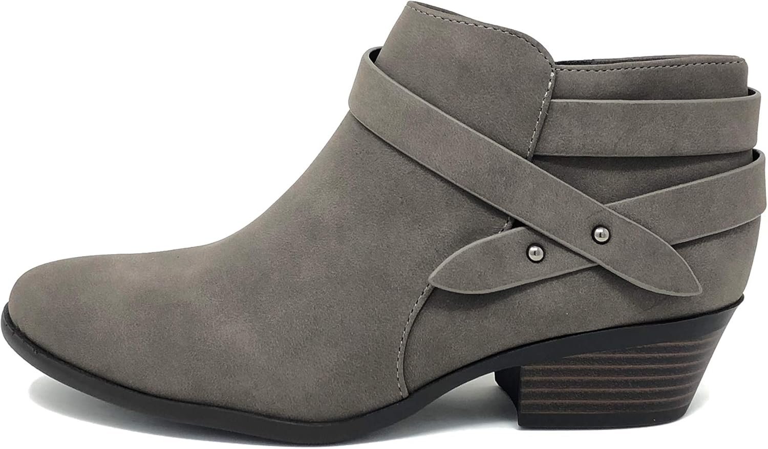 Women's Fashion Closed Toe Multi Strap Ankle Bootie Block Heel (Wide Fit Available)