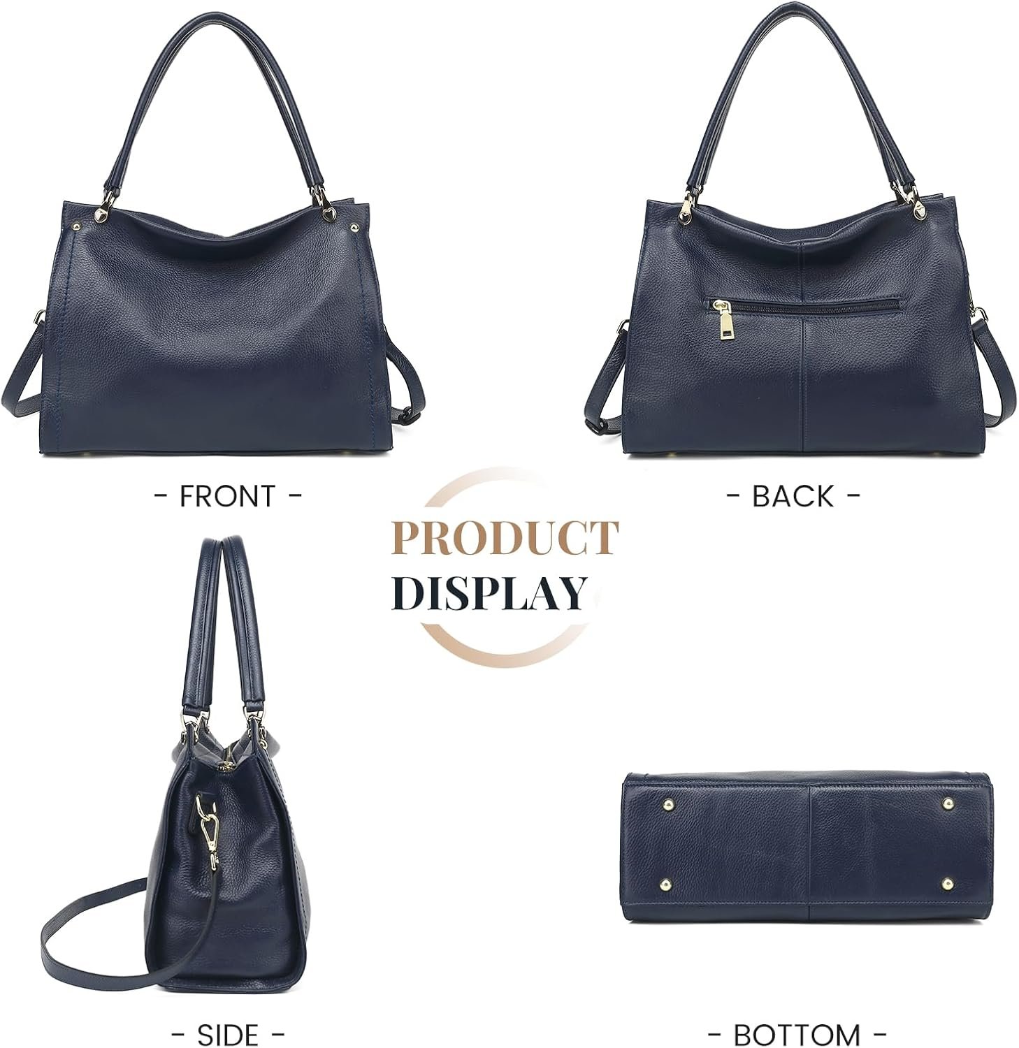 Women Genuine Leather Purses Handbags Tote Bag Shoulder Bag Top Handle Satchel Ladies Bags Bucket Bag - Image 2