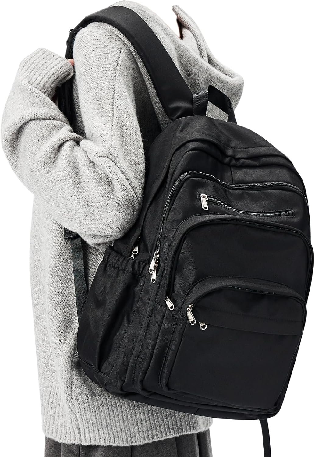 Black Backpack For Women Men,Lightweight High Bag, Backpack With Lots Of Pockets,Cute Bookbag For Teens Boys ,Casual Daypack Backpack For