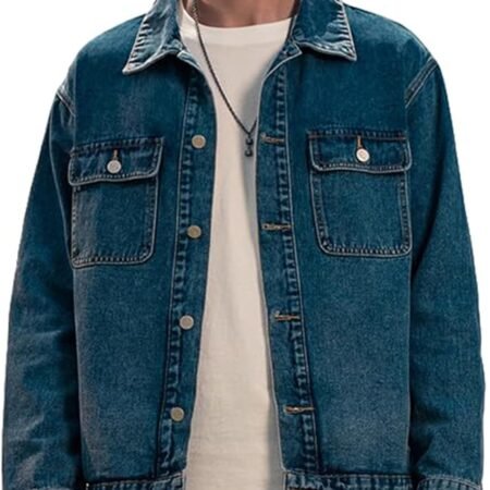 stone washed men's denim jacket for autumn and winter, American retro workwear jacket, autumn denim jacket