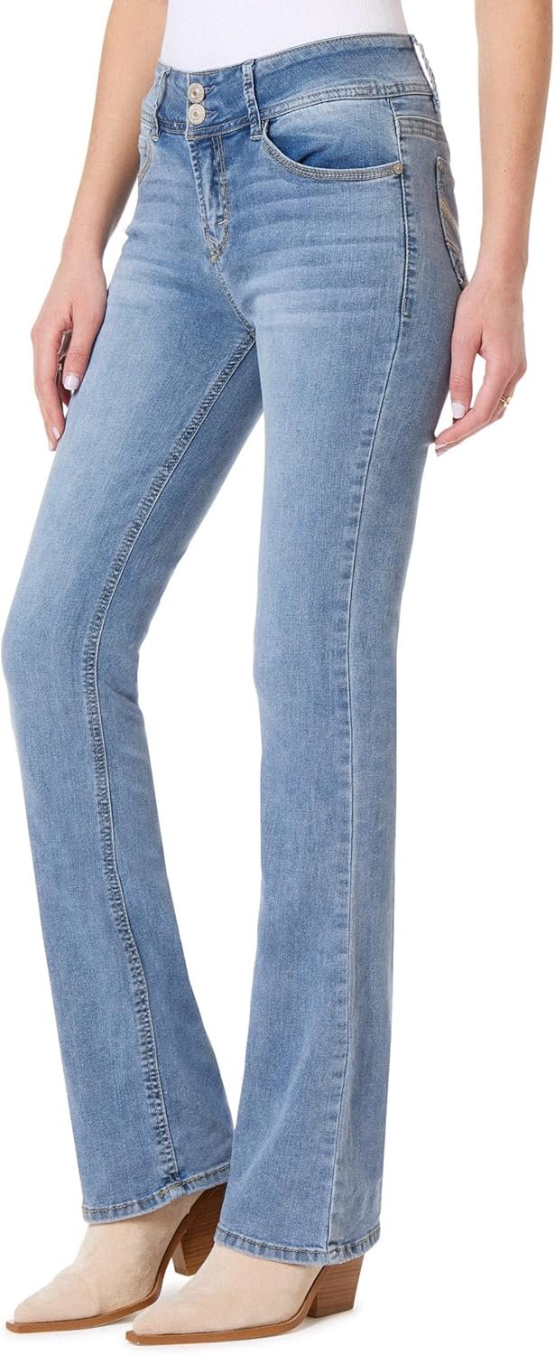 Women's Luscious Curvy Bootcut Mid-Rise Stretch Juniors Jeans (Standard and Plus)