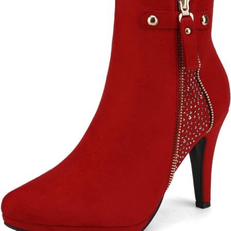 Women's Ankle Boots High Stiletto Heel Booties Fashion Zipper Short Boots