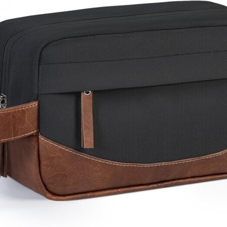 Travel Toiletry Bag for Men, Hanging Toiletry Organizer, Water Resistant Shaving Kit with Large Capacity for Travel Accessories (Black, Medium)