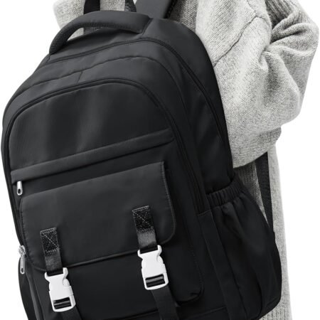 Backpack For Women Men  Backpack With Lots Of Pockets Cute BookBag Casual Daypack Backpacks For Teens  Boys Waterproof(Black)