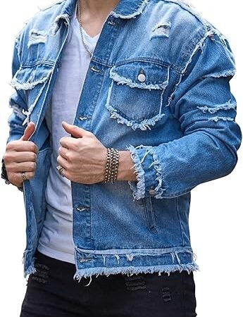 Men's Denim Jacket Jean Jacket Men Vintage Trucker Jackets Coats Long  Casual Denim Outerwear