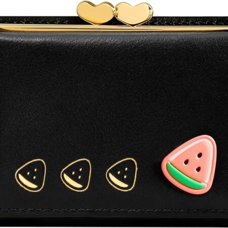 Wallet for Women, Faux Leather, Bifold with  Blocking, Slim, Black, Unisex