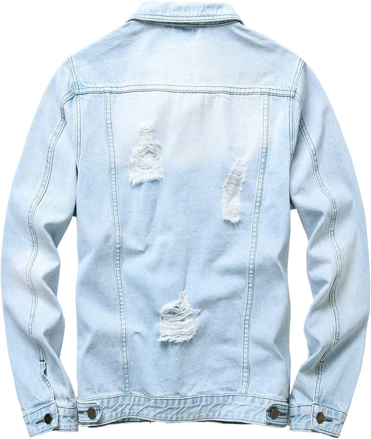Mens Denim Jacket Ripped Slim Jean Jacket Coat for Men - Image 2
