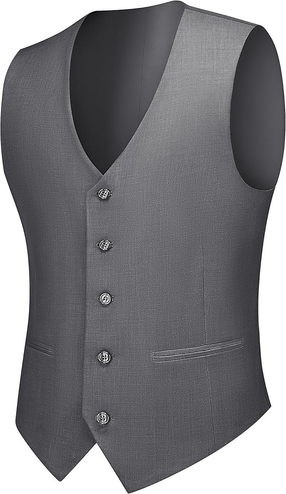 Men's Suit Slim Fit, 3 Piece Suits for Men, One Button Solid Jacket Vest Pants with Tie, Tuxedo Set - Image 2