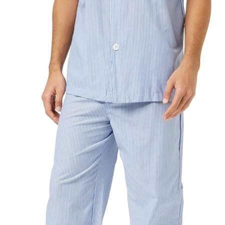 Men's  Broadcloth Short  Top and Long Pants Pajama Set