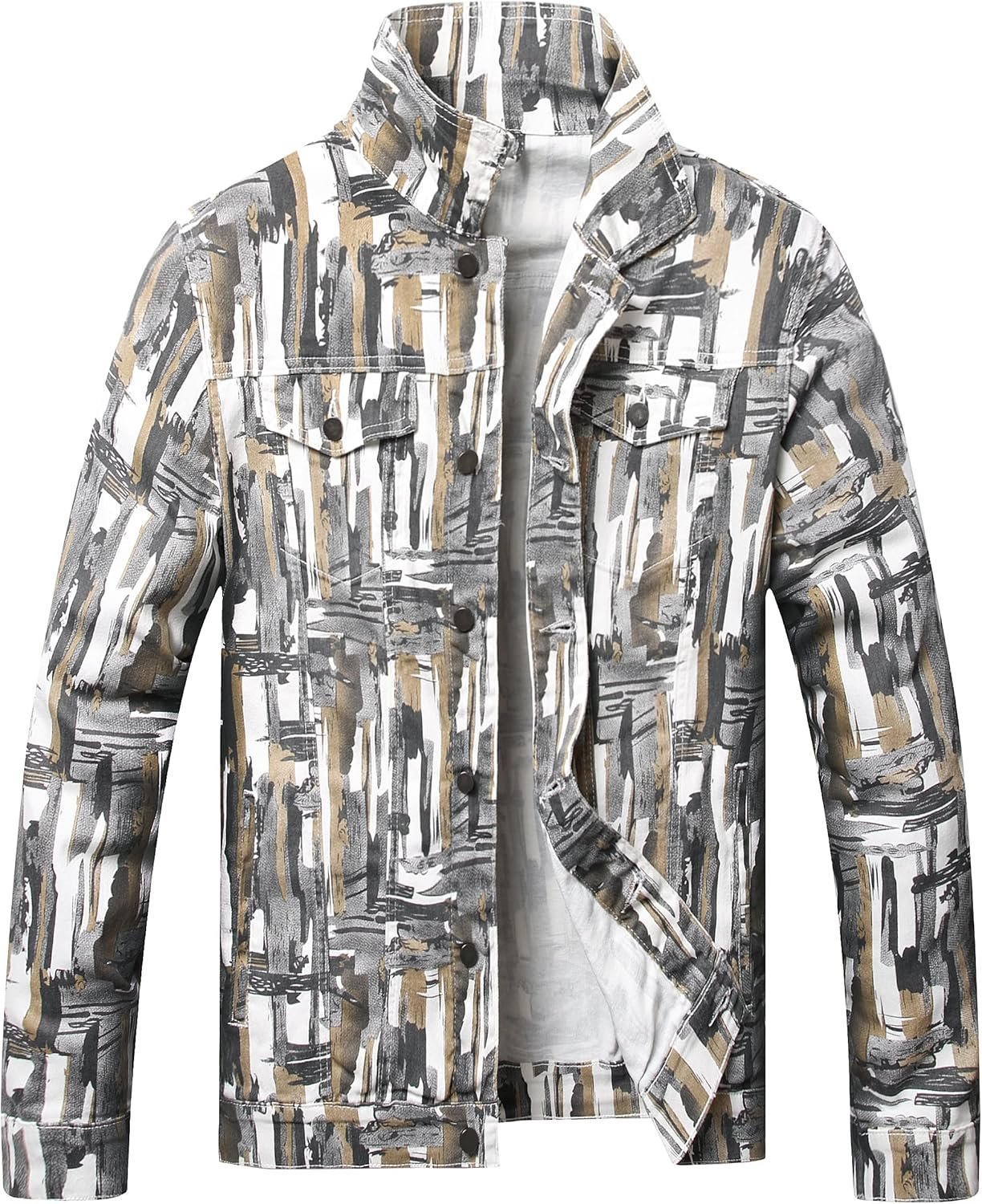 Mens Denim Jacket Ripped Slim Jean Jacket Coat for Men