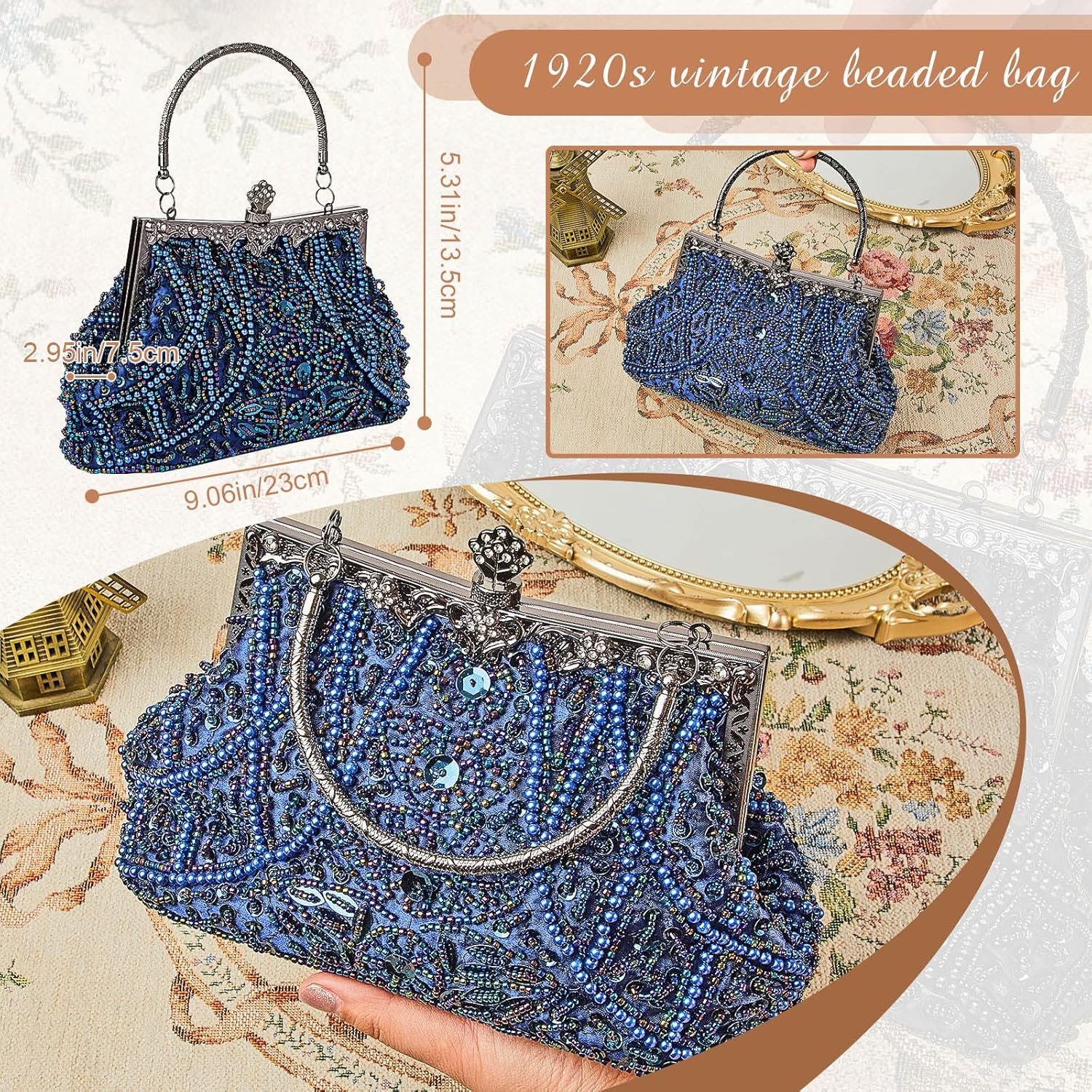 Vintage Beaded Clutch Evening Bag for Women Formal s Womens Accessories Flapper Clutch for Wedding Party - Image 2