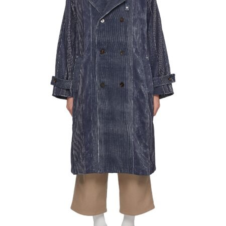 Double Breasted Split Raglan Sleeves Cotton Coat