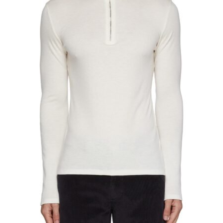 Mock Neck Half Zip Cashmere Sweater