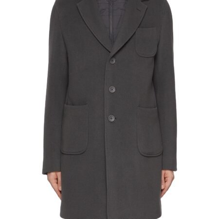 High Neck Bib Virgin Wool Blend Coat