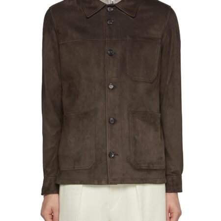 Patch Pocket Leather Shirt Jacket