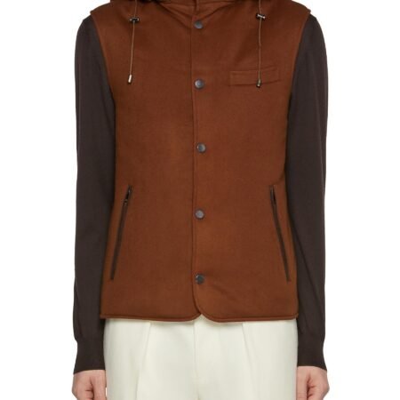 Detachable Hood Stand Collar Cashmere Vest