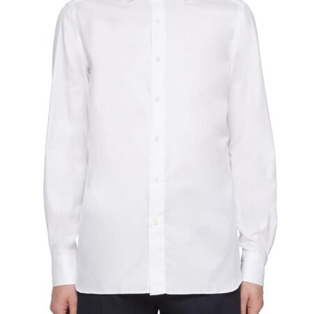 Spread Stiff Collar Cotton Shirt