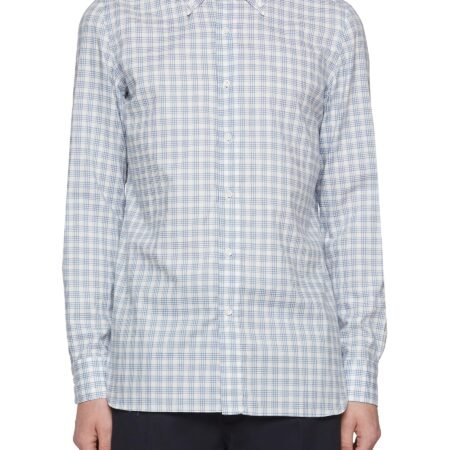 Button Down Collar  Check Cotton Shirt