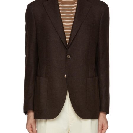 Notch Lapel Single Breasted Patch Pocket Cashmere Blazer