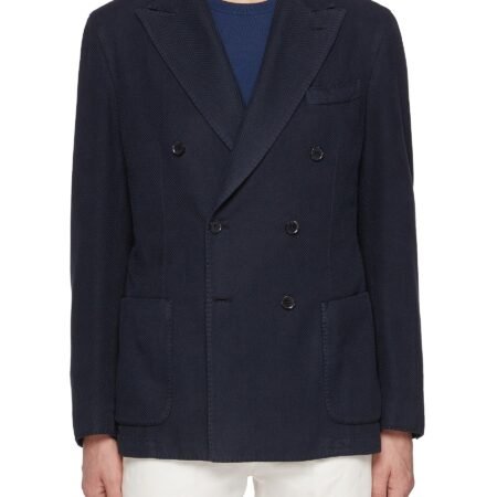 Peak Lapel Double Breasted Cotton Blazer
