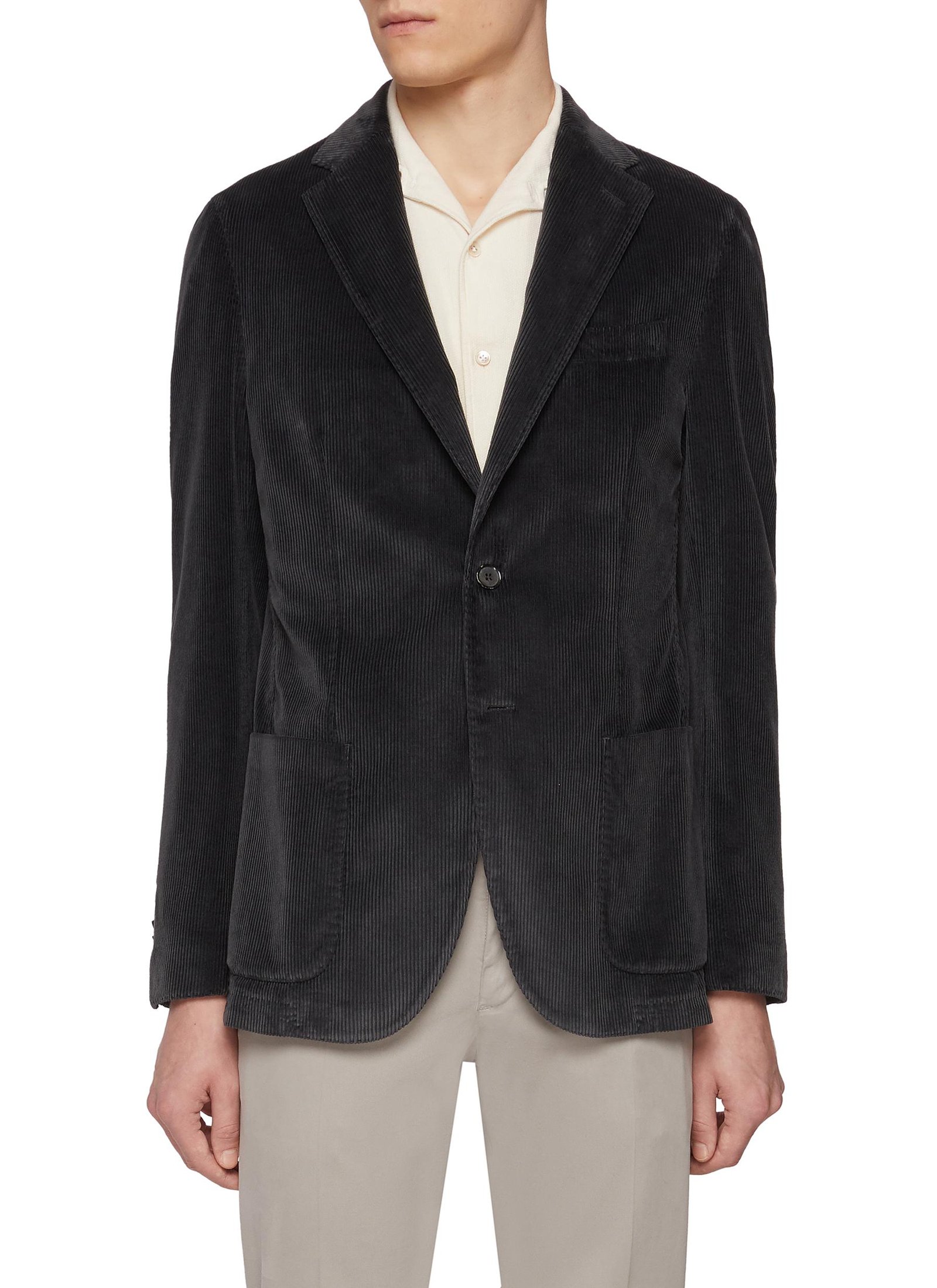 Notch Lapel Single Breasted Corduroy Blazer