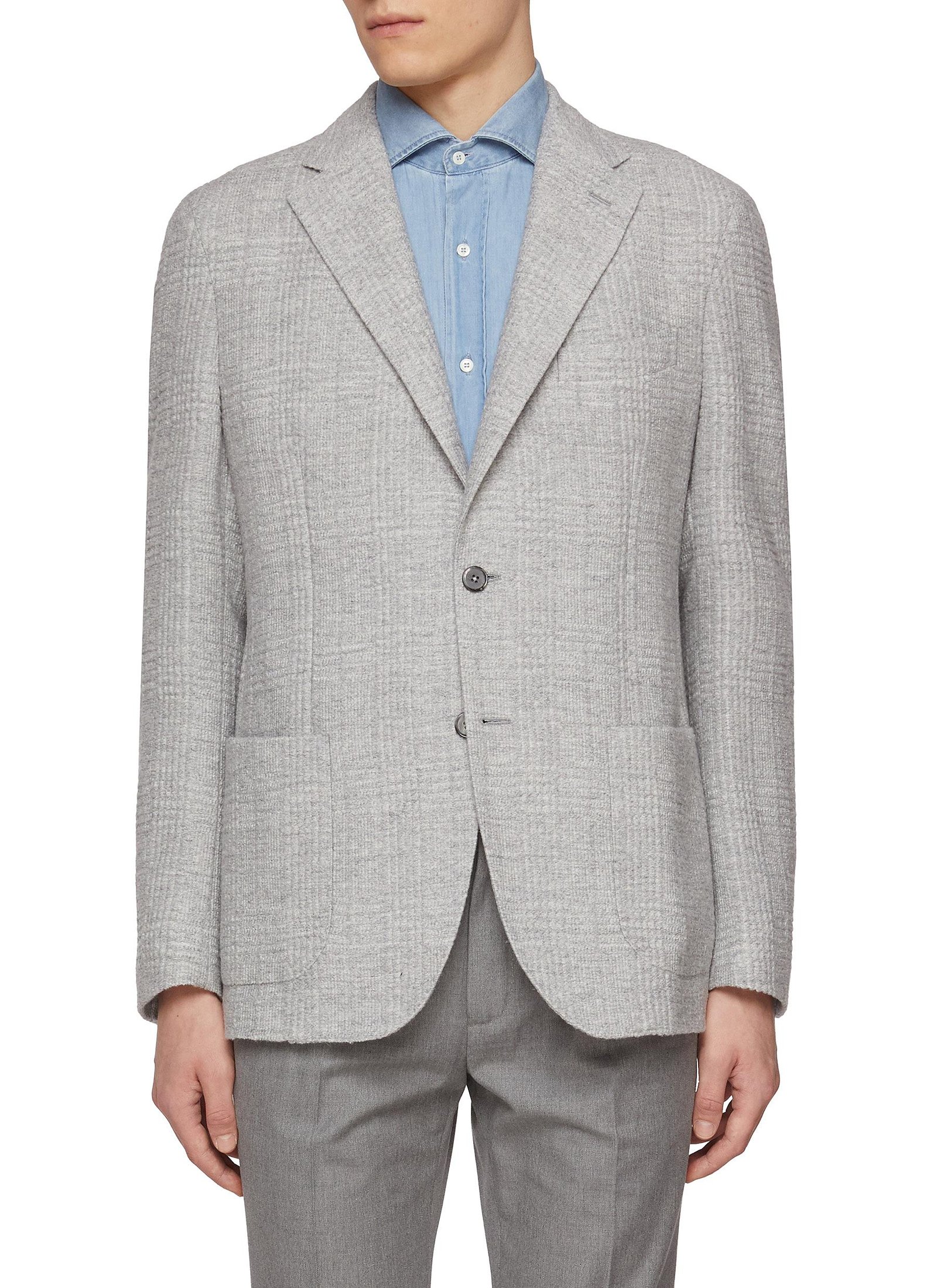 Single Breasted Notch Lapel Plaid Blazer