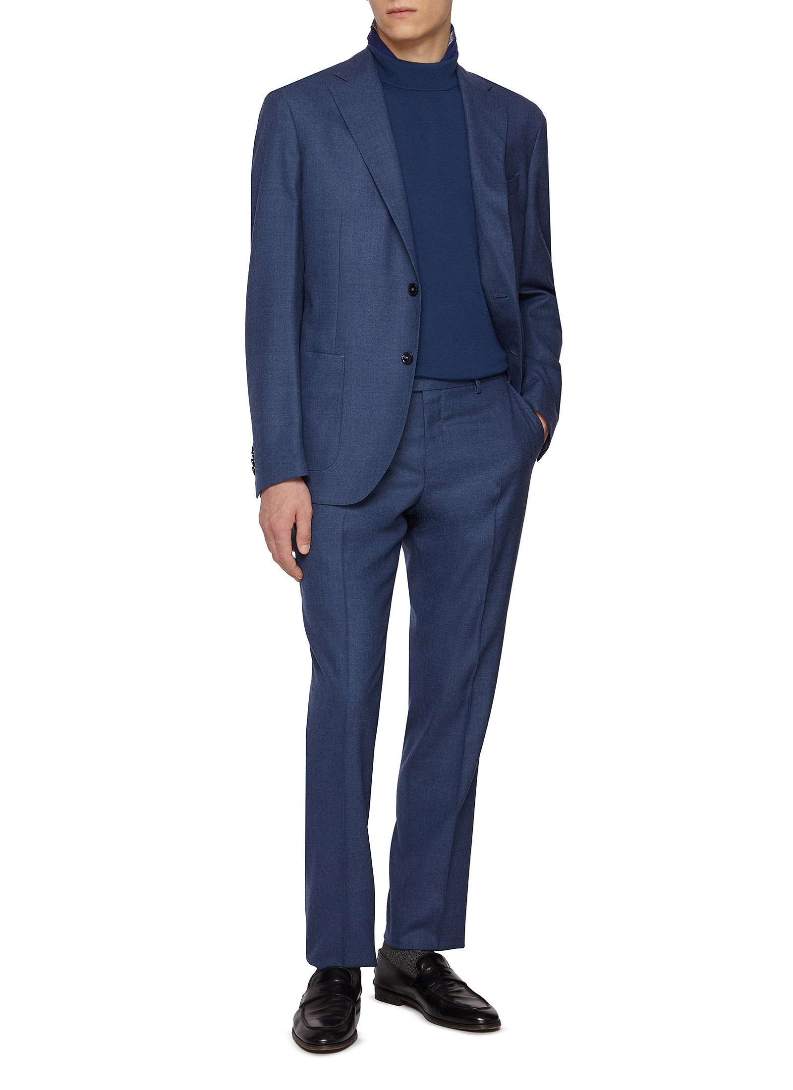 Single Breasted Notch Lapel Virgin Wool Suit - Image 2