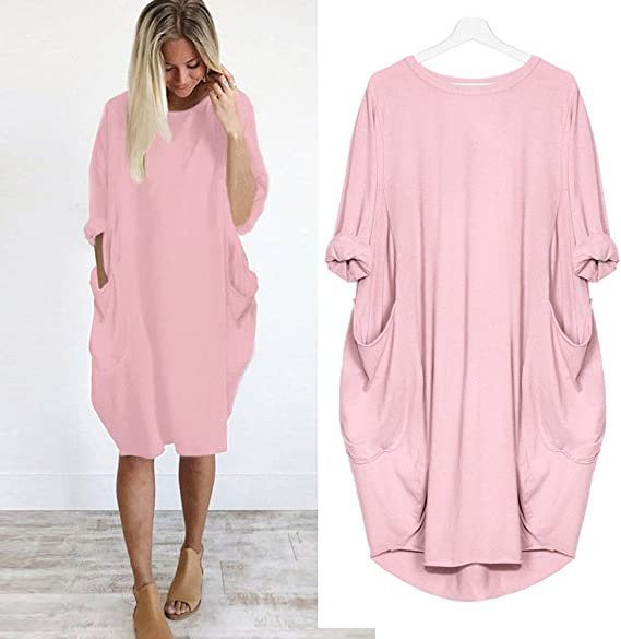 Hot sale💝 Women Casual Loose Pocket Long Sleeves Dress - Image 12