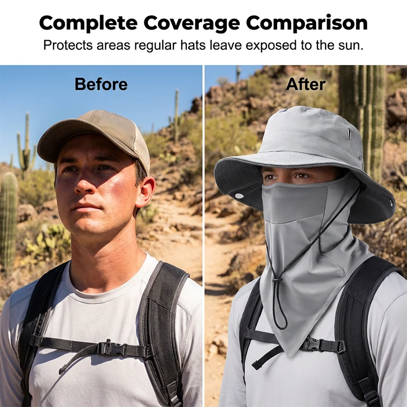 Breathable Fisherman Hat with Detachable Face Mask - Image 10