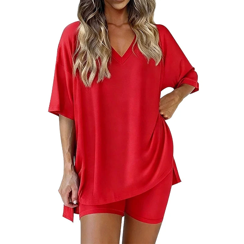 Women's Lounge V-Neck Top & Shorts Set - Image 13