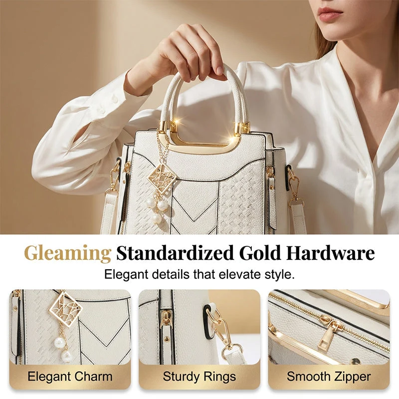 π LIMITED-TIME 50% OFF! β¨ Women's Top-Handle Satchel β V-Stitched, Gold Hardware, Multi-Compartment πΈ - Image 9